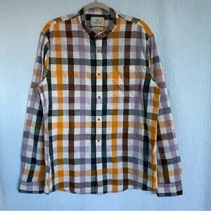 Scotch & Soda Amsterdam Men's Checkered Button Down Shirt Multicolor Linen Blend